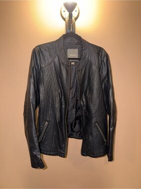 Maurices Black Quilted Faux-Leather Moto Jacket